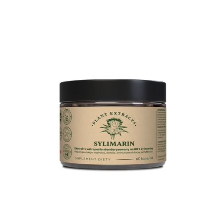 SYLIMARIN 60 kaps.x300mg ekstrakt z ostropestu standaryzowany na 80 % sylimariny – hepatoprotekcja, wątroba, detoks, immunomodulacja, antyfibroza