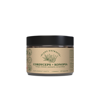 Cordyceps + konopia 60 kaps. x 300 mg – energia, witalność, uspokojenie, neuroprotekcja