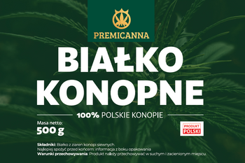 BIAŁKO KONOPNE PROSZEK 500G 50-60% BIAŁKA - BIAŁKO ROŚLINNE