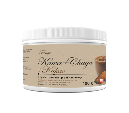 KAWA + CHAGA + KAKAO - Błyskoporek podkorowy - Standaryzowany ekstrakt na polisacharydy i betaglukany