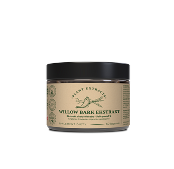 Willow bark kora wierzby Salicyna 60 % 60kaps.x500mg krążenie, trawienie, migrena, uspokojenie