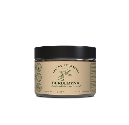 Berberyna 60 kaps. x 300mg metabolizm, obniżenie cukru, pasożyty 60 kaps.