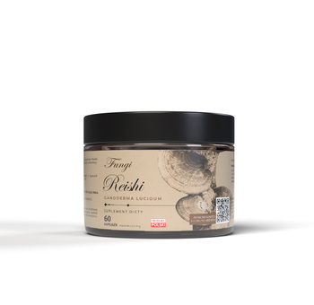 Reishi (Ganoderma lucidum)– ekstrakt standaryzowany na polisacharydy i triterpeny ( 13 % i 6 % ) CERTYFIKAT 60 kaps.